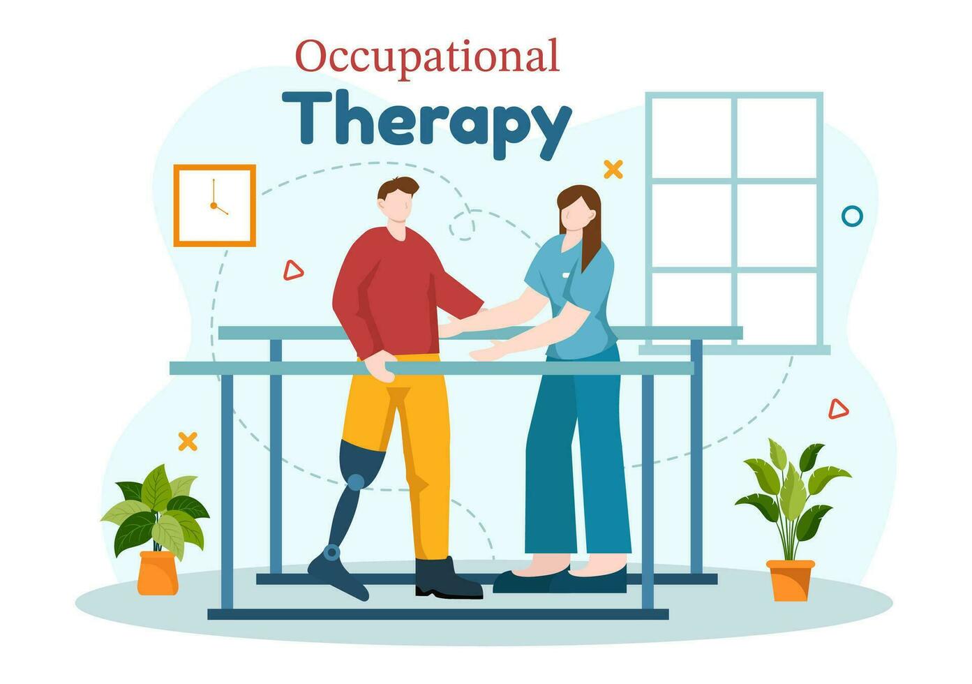 Occupational Therapy Vector Illustration with Treatment Session on Screening Development of Person and Medical Rehabilitation in Healthcare Background