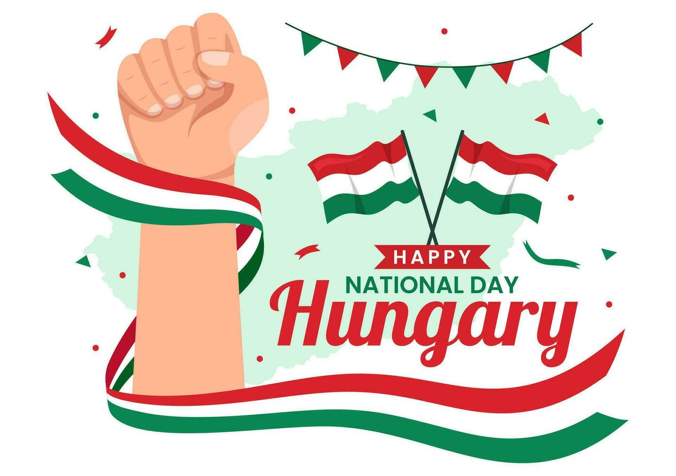 contento Hungría nacional día vector ilustración en 15 de marzo con Hungría bandera en plano fiesta celebracion dibujos animados antecedentes diseño