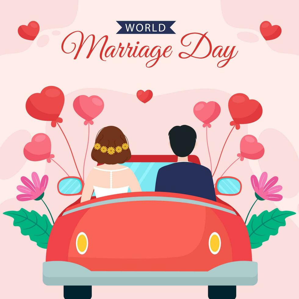 Marriage Day Social Media Illustration Flat Cartoon Hand Drawn Templates Background vector