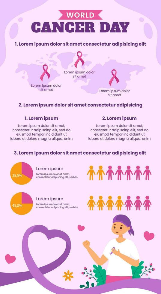 Cancer Day Infographic Flat Cartoon Hand Drawn Templates Background Illustration vector