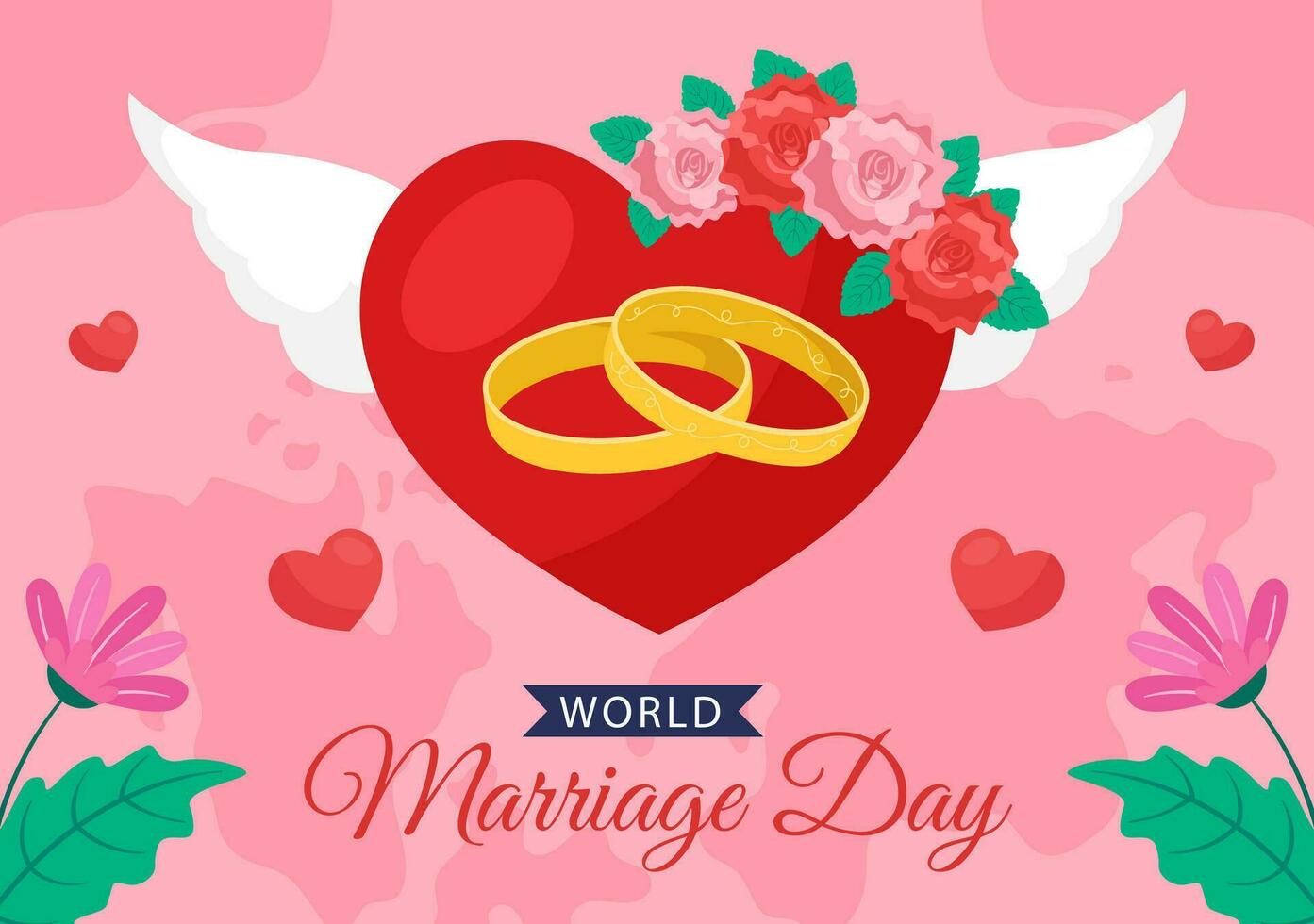 Marriage Day Social Media Background Flat Cartoon Hand Drawn Templates Illustration vector