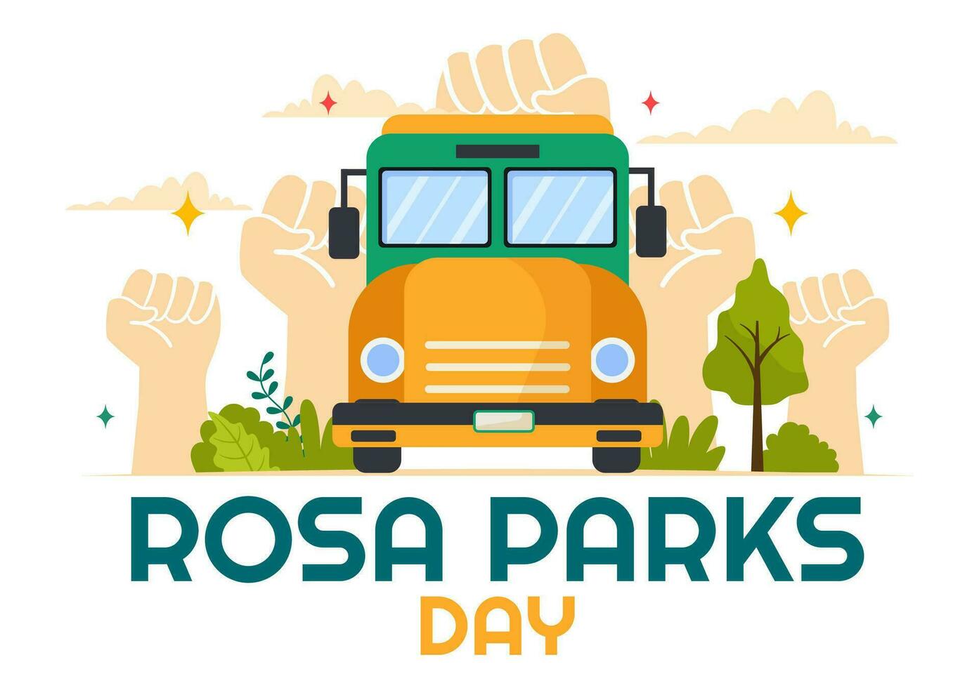 Rosa Parks Day Vector Illustration with the First Lady of Civil Rights, Handcuff and Bus in National Holiday Celebration Flat Cartoon Background