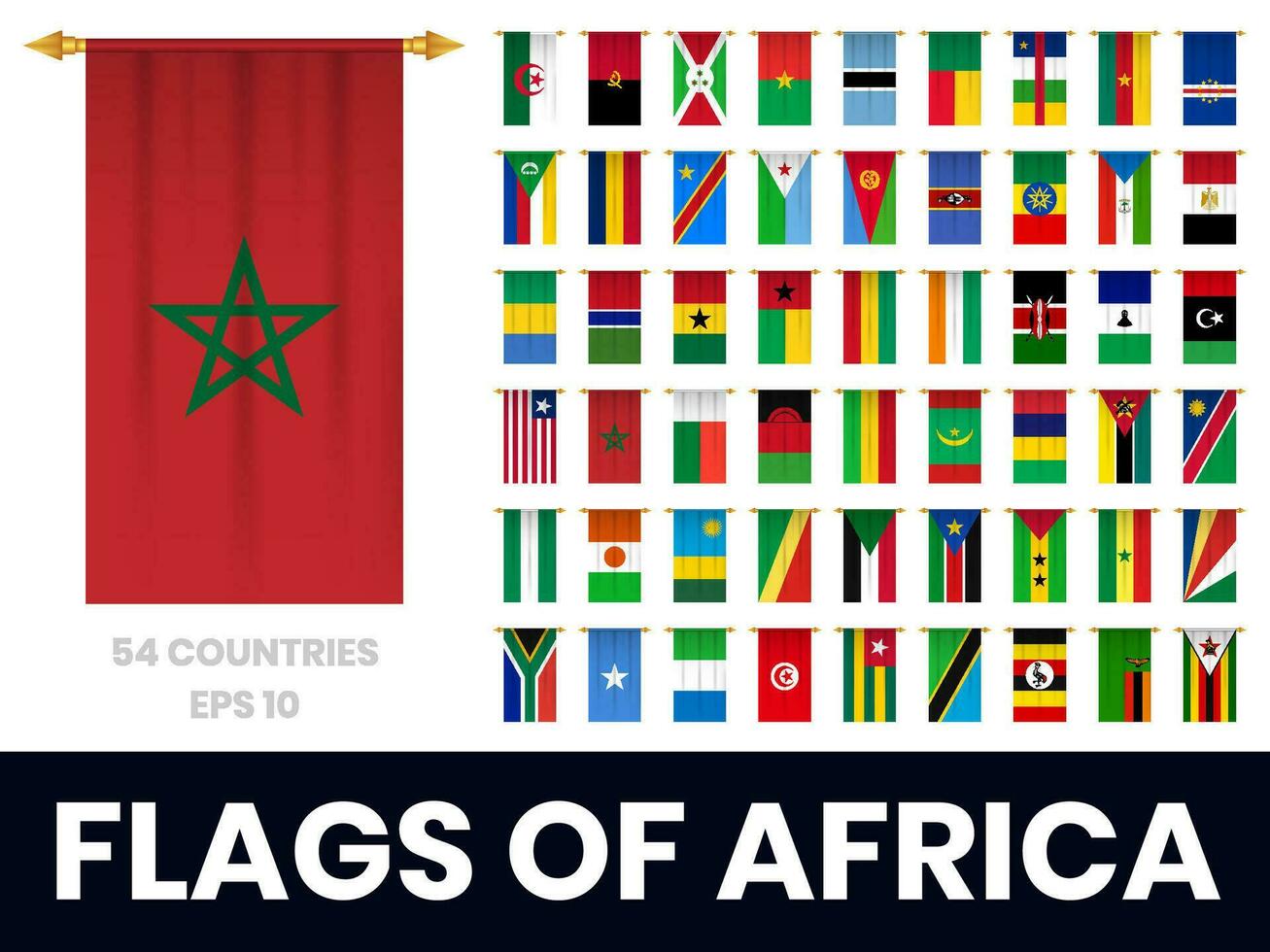 Flags of Africa vertical pennant vector