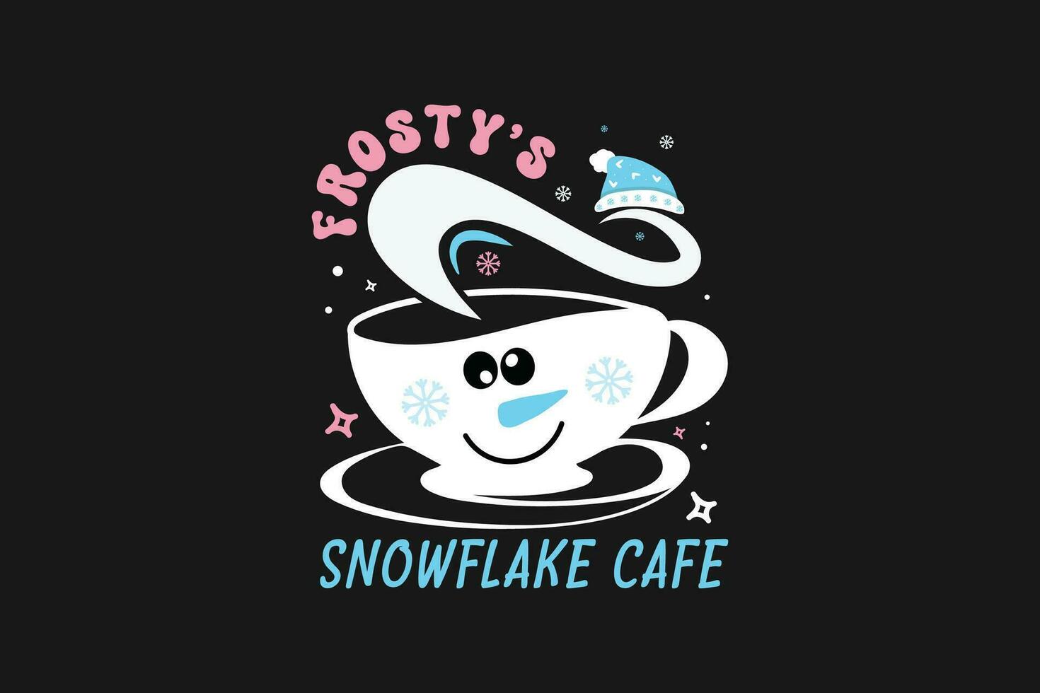 Frostys Snowflake Cafe Winter T Shirt Design vector