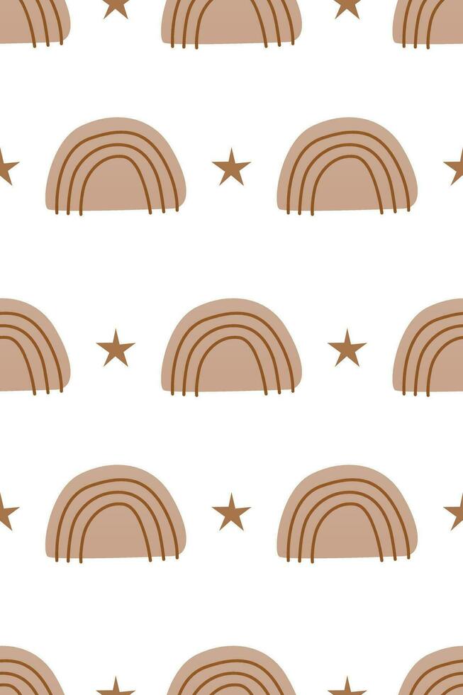 Cute nursery rainbow background. Boho rainbow seamless pattern background vector