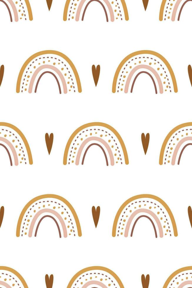 Cute nursery rainbow background. Boho rainbow seamless pattern background vector