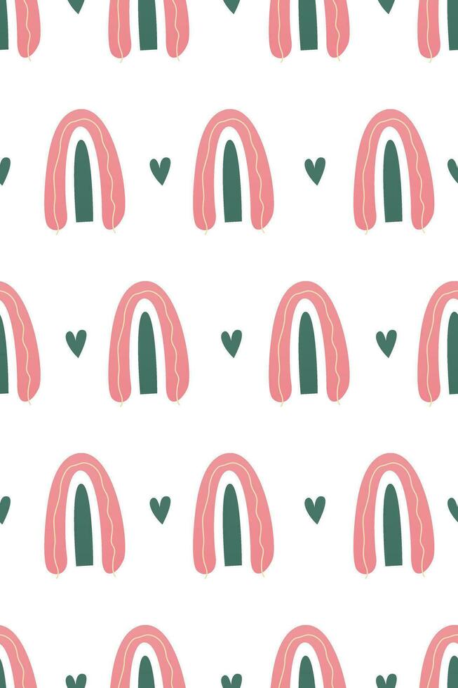 Cute nursery rainbow background. Boho rainbow seamless pattern background vector