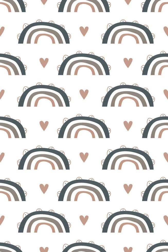 Cute nursery rainbow background. Boho rainbow seamless pattern background vector