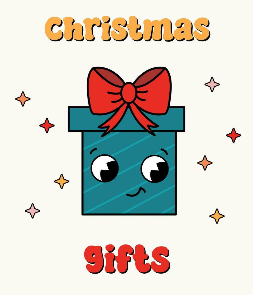 Christmas card in retro style. Christmas gifts. vector