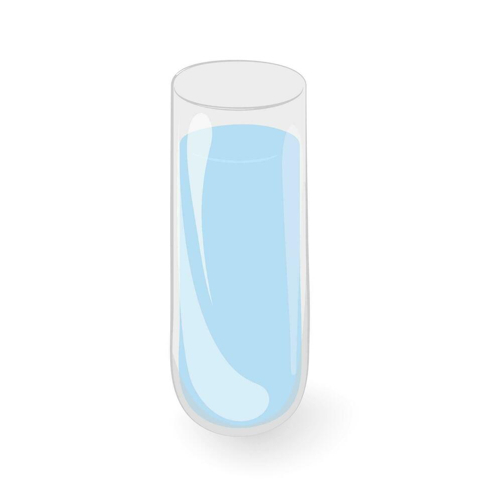 Simple glass vase in the shape of laboratory test tube with water. Container for liquid and flowers vector