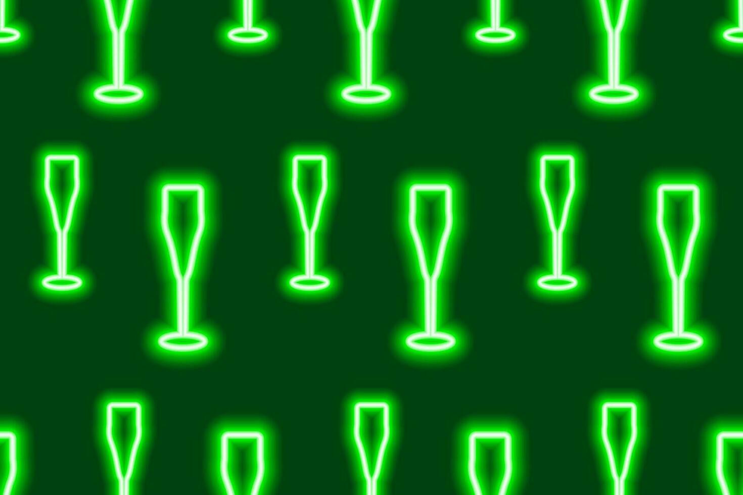 Seamless pattern of luminous neon wineglasses in trendy Christmas shade. Wintertime. Happy New Year vector