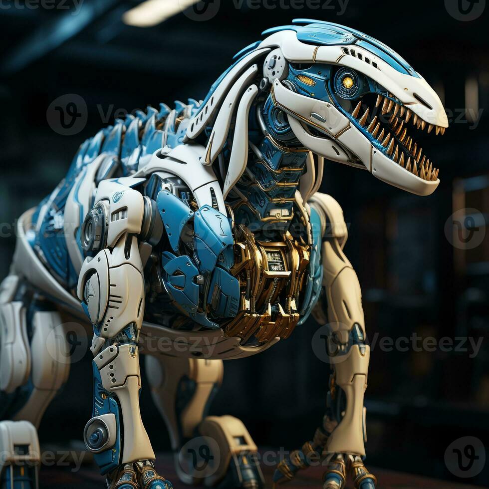 AI generated Robot Parasaurolophus kartun 3D photo
