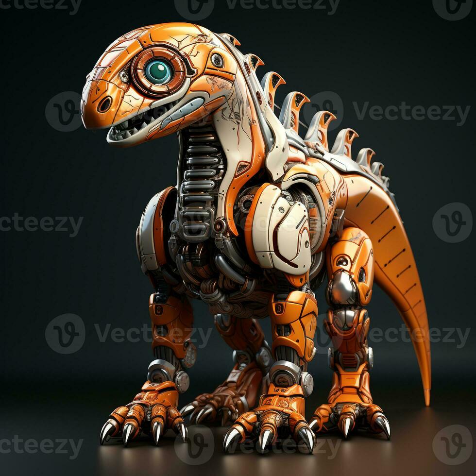 AI generated Robot Parasaurolophus kartun 3D photo