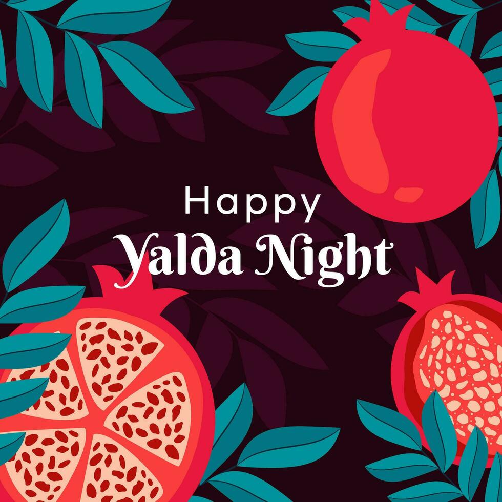 Happy Yalda Night illustration with leaves and pomegranate 34985361