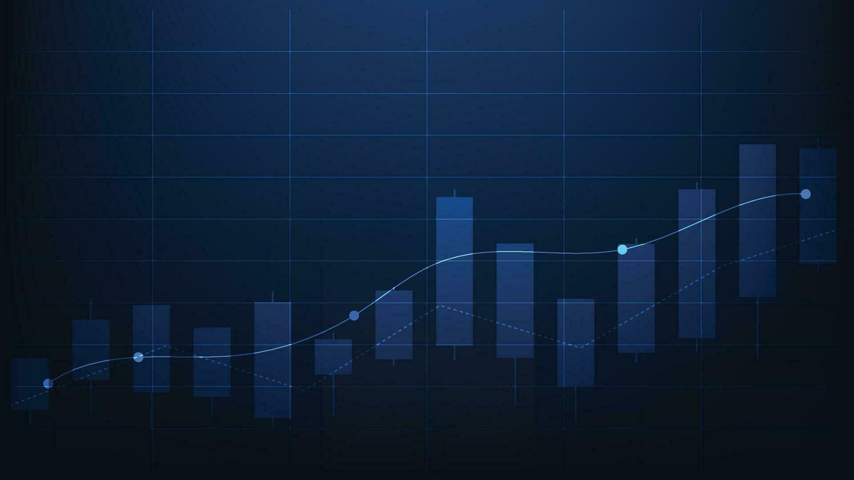 finance background with stock market statistic trend with candlesticks and bar chart vector