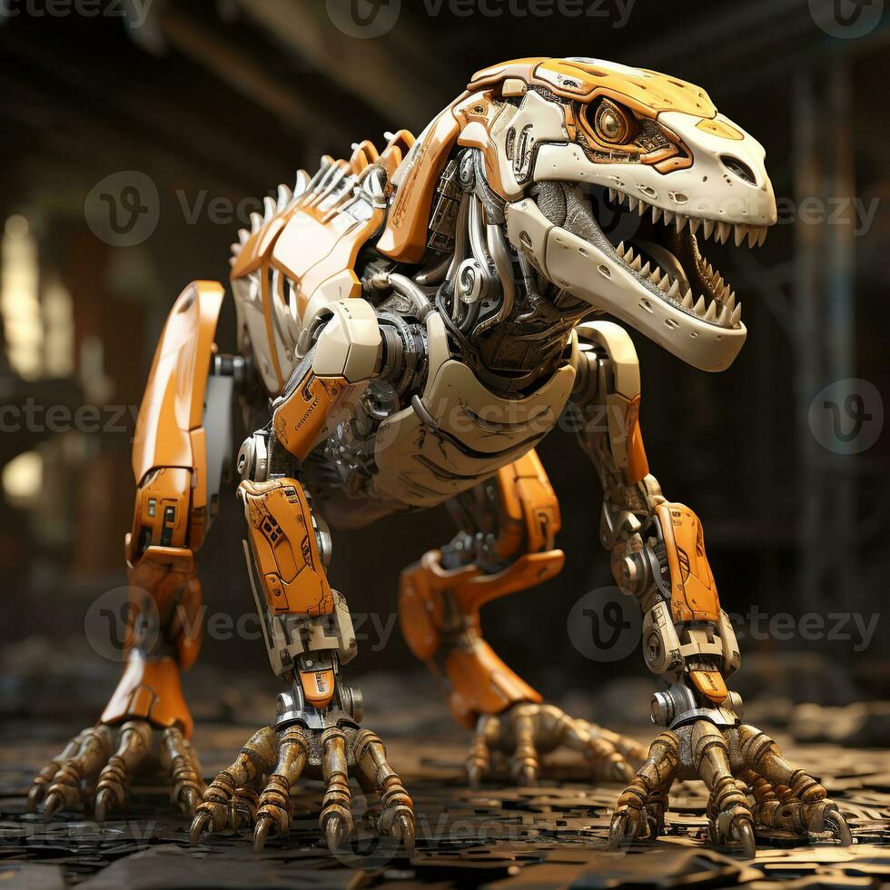 AI generated 3D cartoon Baryonyx robot photo