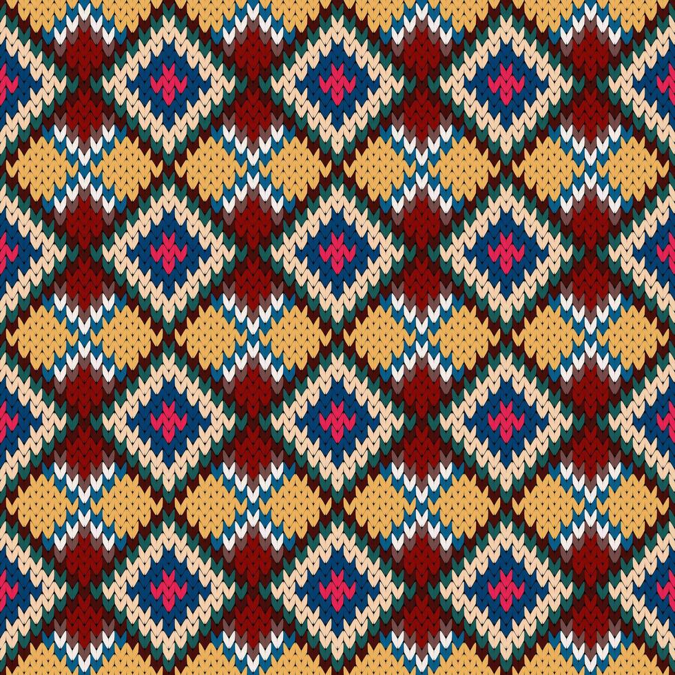 seamless knitted pattern with shapes vector