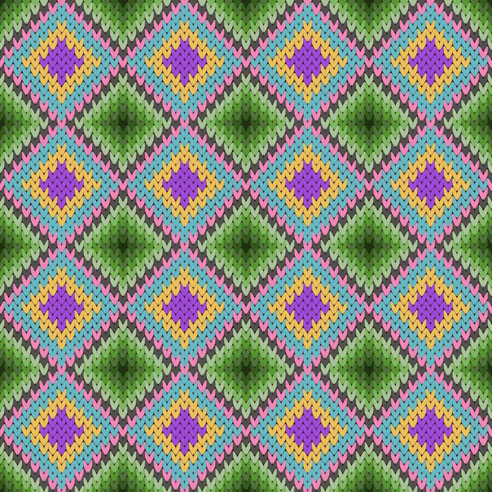 Seamless knitting pattern, square shape. vector
