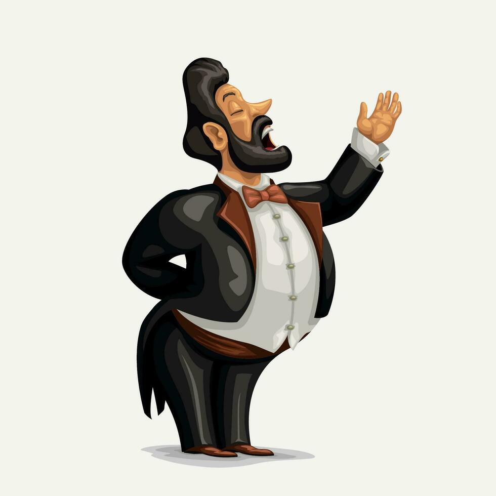 fat opera singer character on white vector