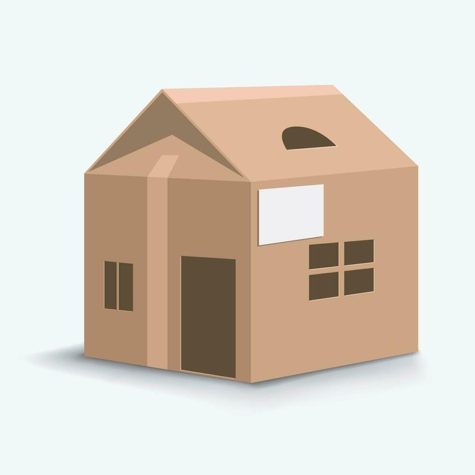 caja de cartón casa en blanco vector