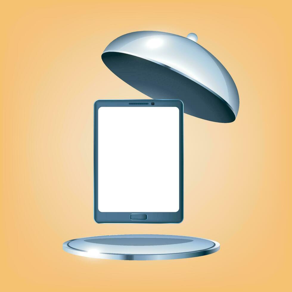 tablet and plate vector