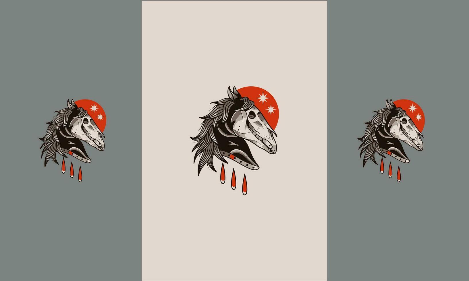 head horse skull vector mascot design