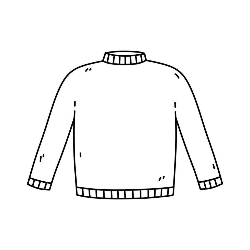 Men's warm sweater isolated on a white background. Vector hand-drawn illustration in doodle style. Perfect for cards, decorations, logo, various designs.