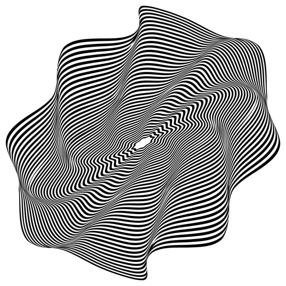 óptico ilusiones resumen a rayas con monocromo olas antecedentes. vector ilustración