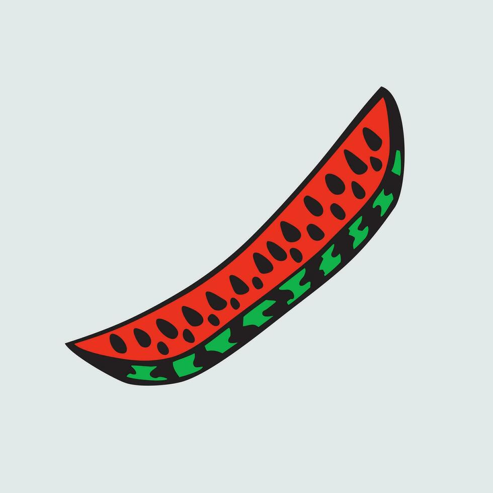 vector doodle water melon, watermelon slice fruit illustration, fresh healthy food - organic natural food isolated