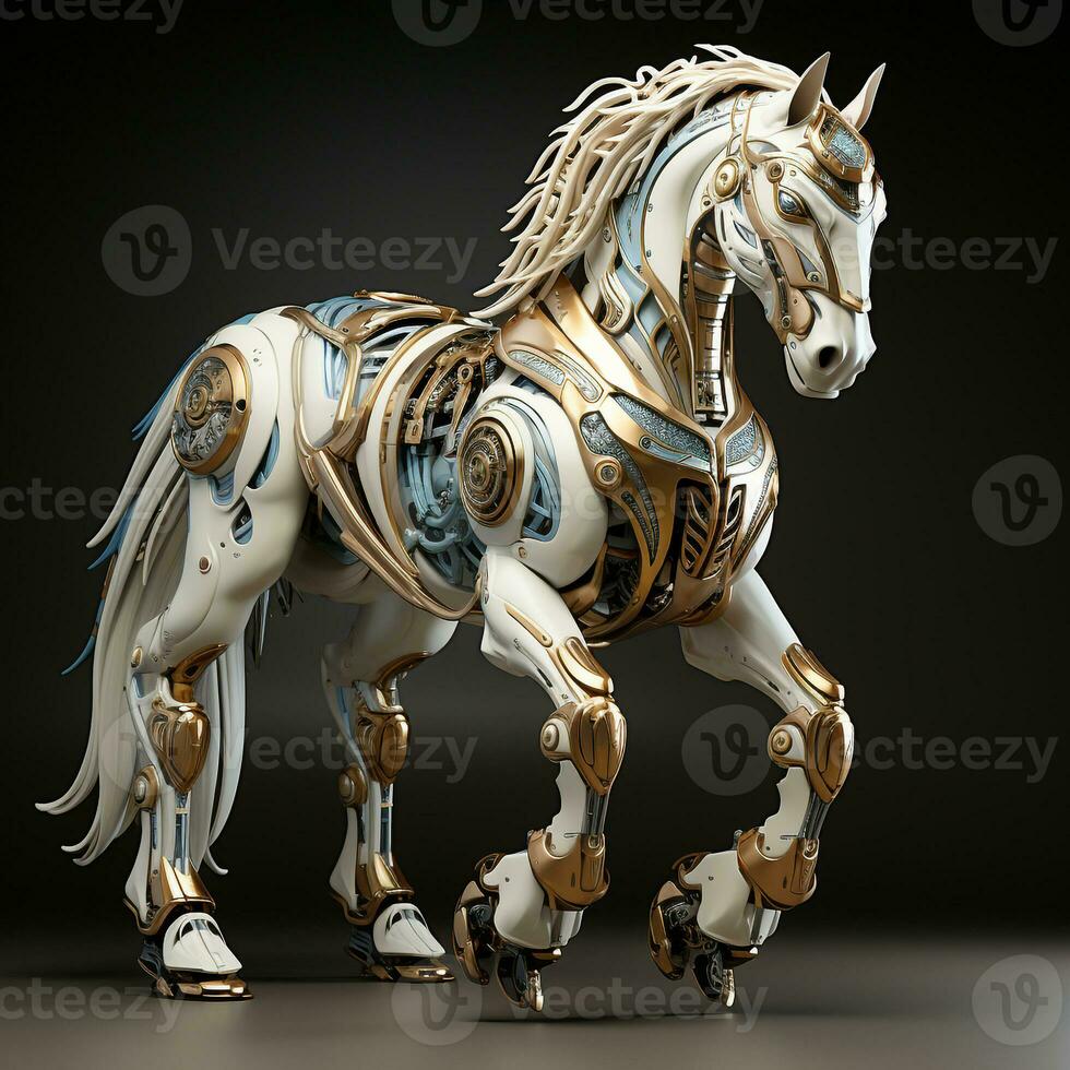 AI generated 3D cartoon horse robot photo