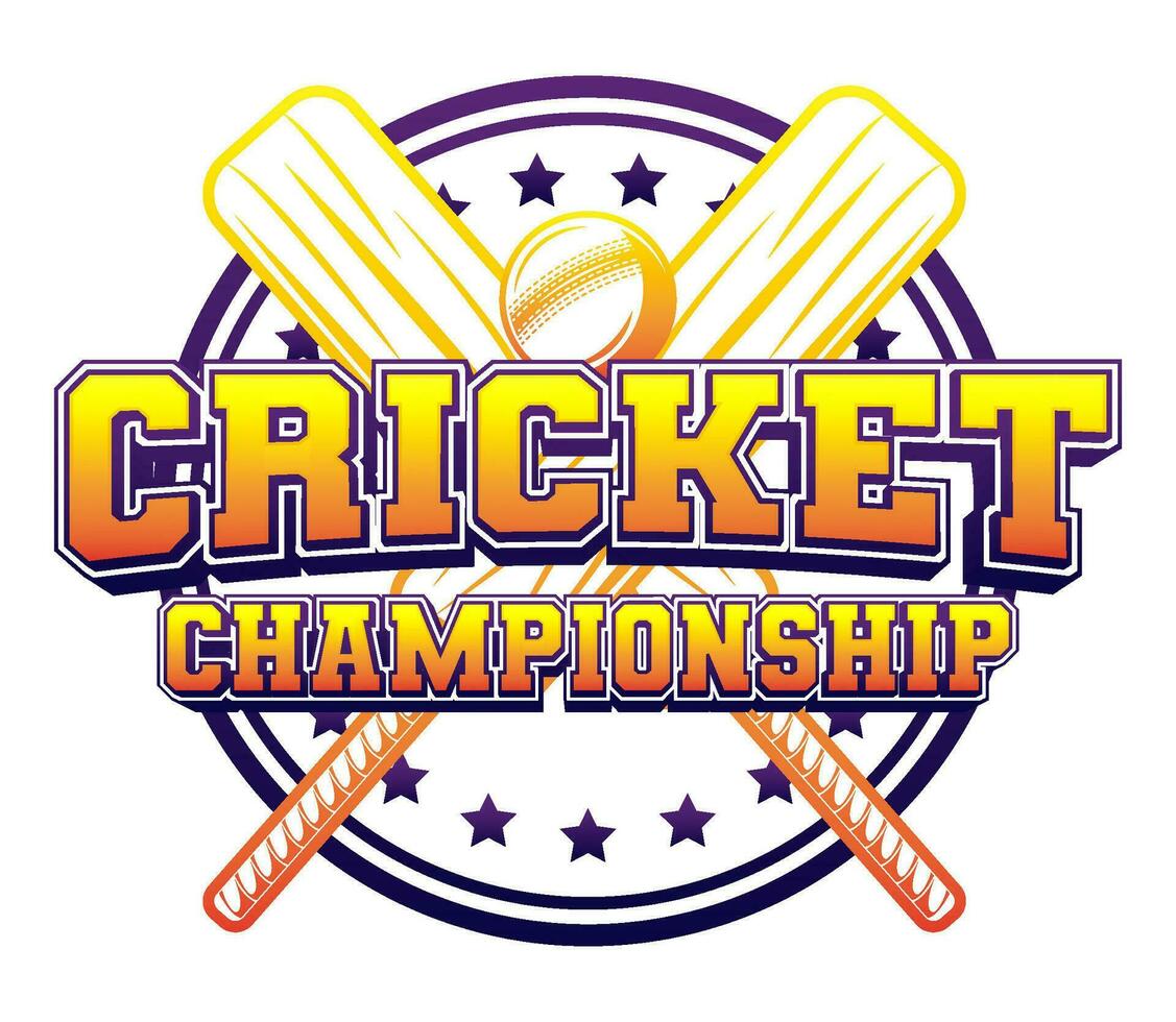 cricket sports champions tournament badge logo design typography editable text effect font template vector