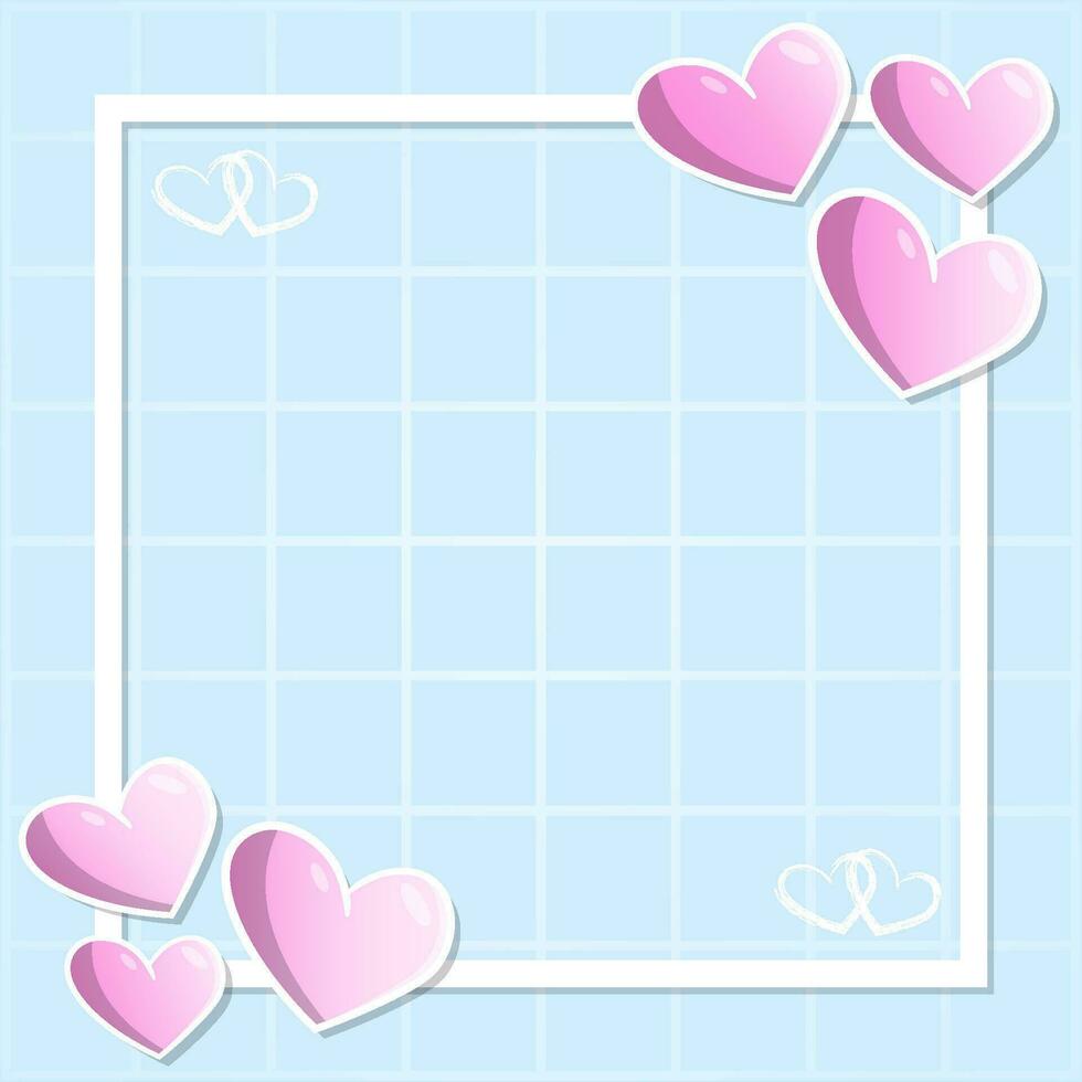 happy valentine day frame cute color love february hype style template blank text area background design vector
