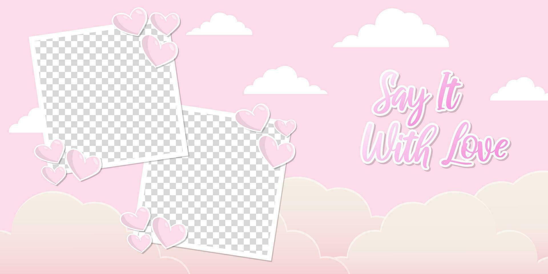 photo frame template mockup valentine day theme love story for banner poster design background vector