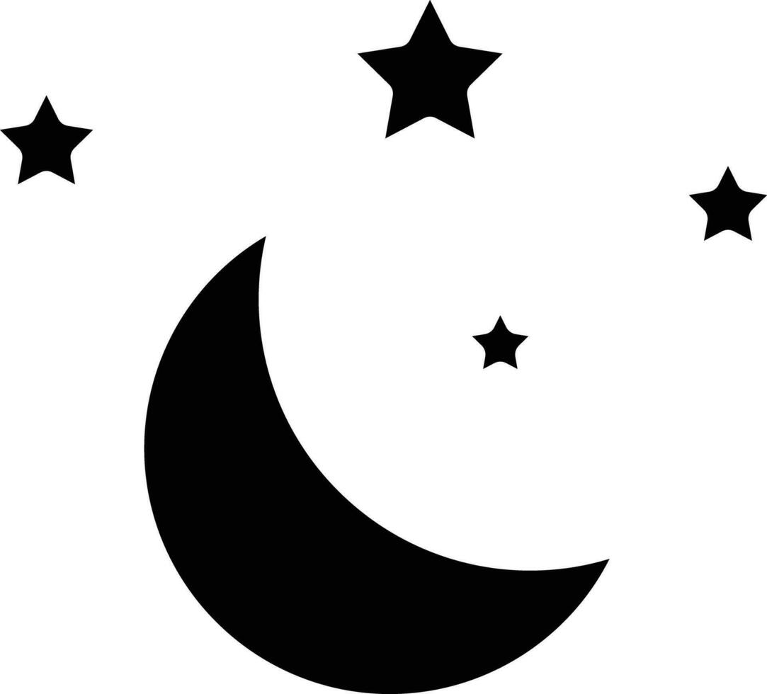 bebé Luna y estrellas sólido y glifo vector ilustración