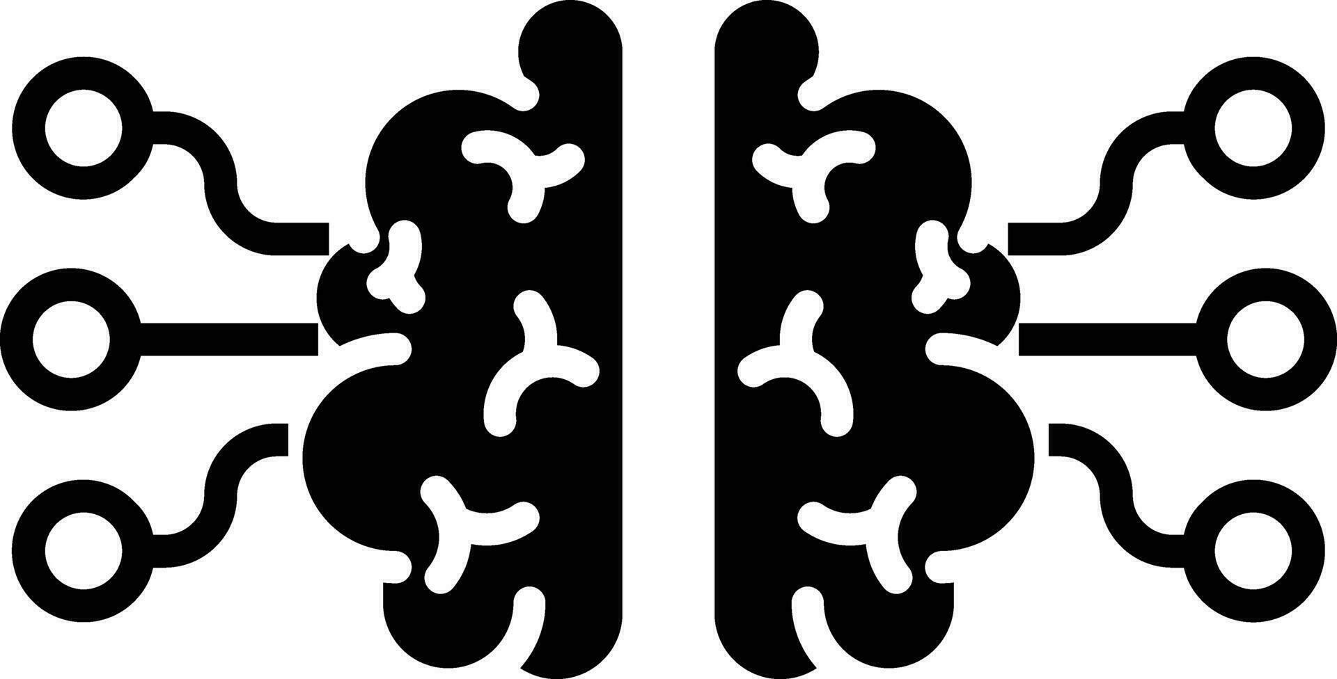 Brain and technology solid and glyph vector illustration