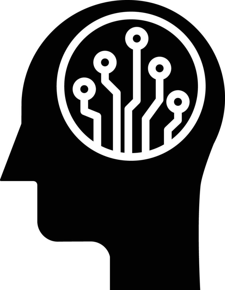 Head chip solid and glyph vector illustration