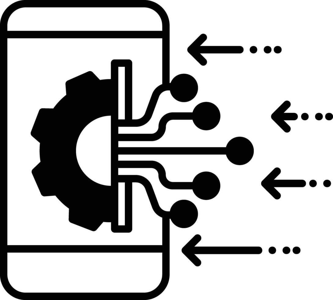 Mobile settings solid glyph vector illustration