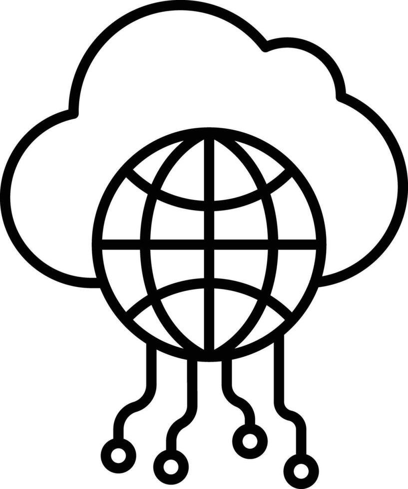 Cloud network Outline vector illustration icon