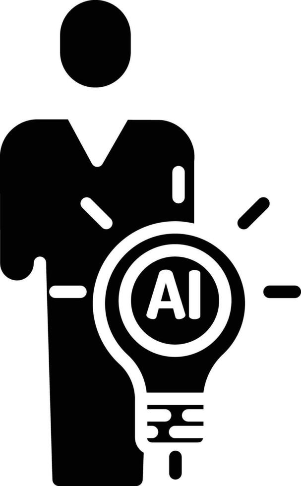 Ai idea and Human solid and glyph vector illustration