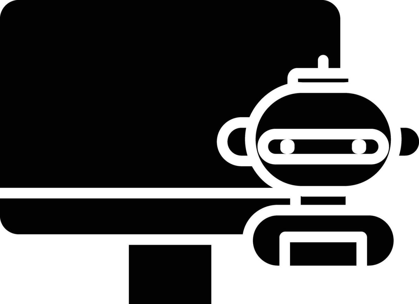 Computer Robot solid and glyph vector illustration