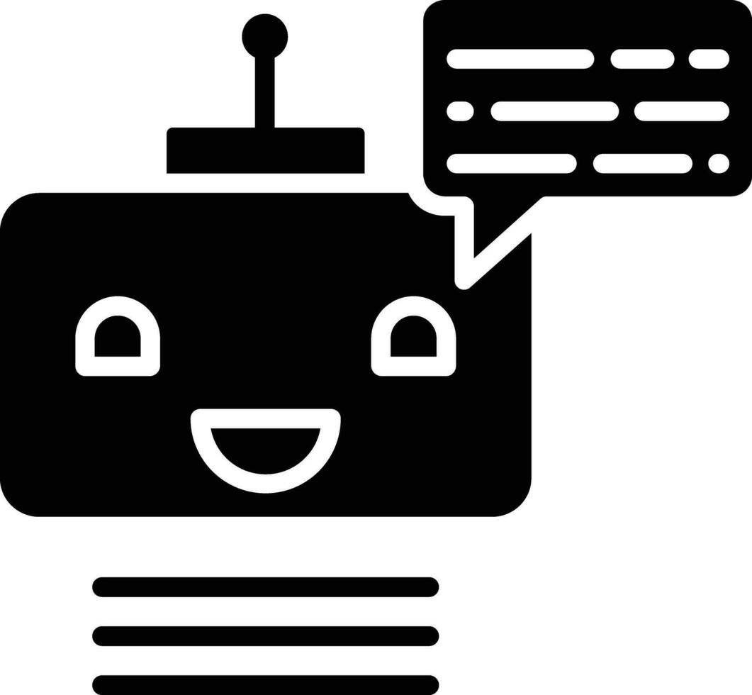 Robot talk solid and glyph vector illustration