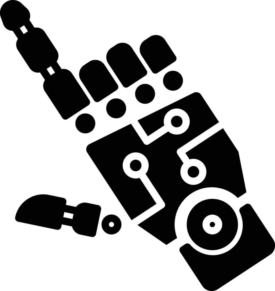 Robot hand solid and glyph vector illustration