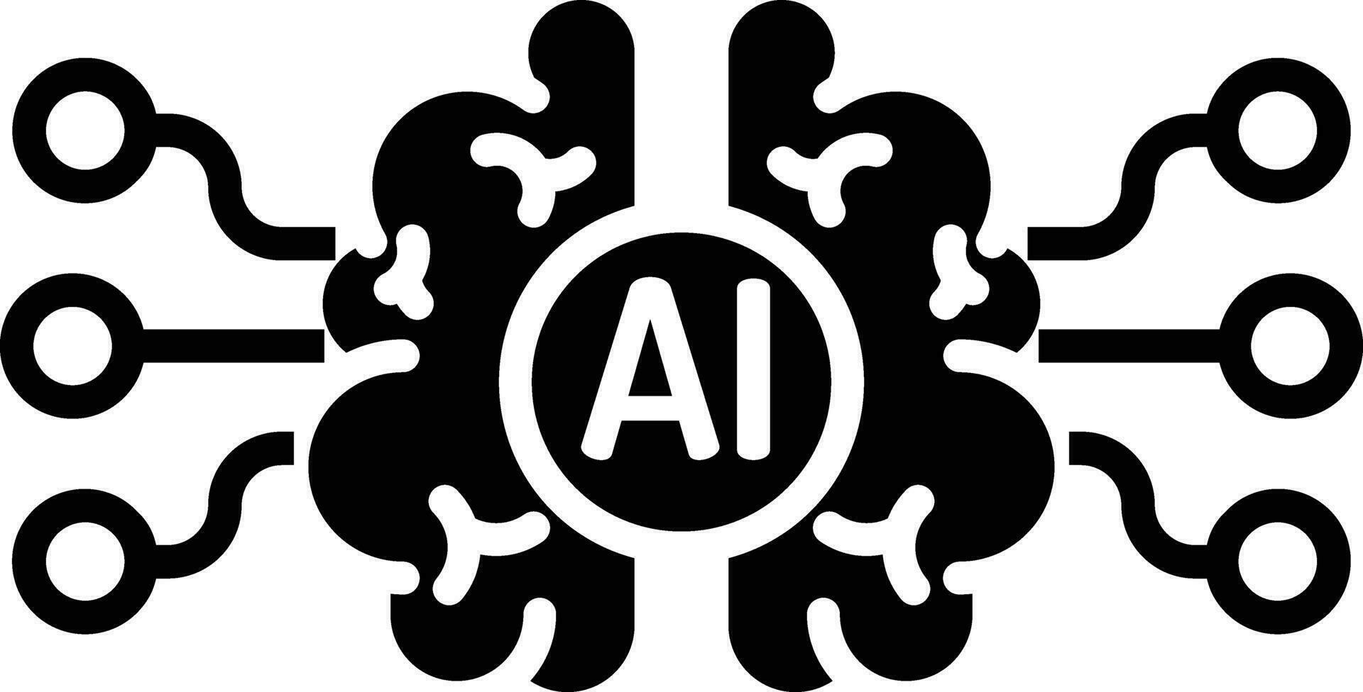 Ai brain thinking solid and glyph vector illustration