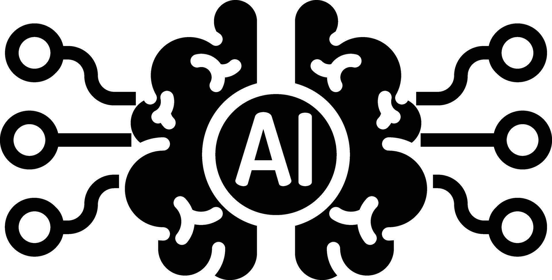 Ai brain thinking solid and glyph vector illustration