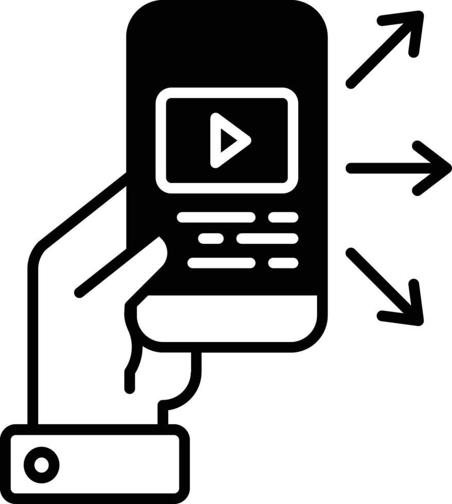 Share video solid glyph vector illustration
