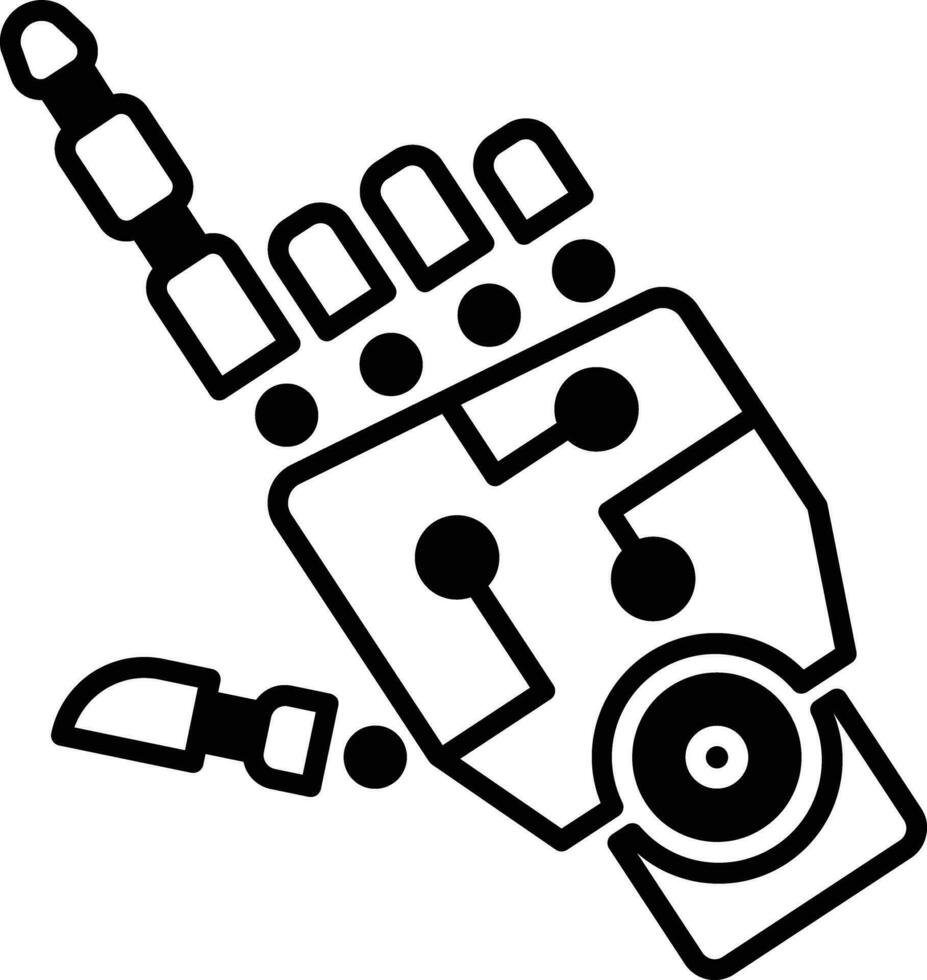 Robot hand solid glyph vector illustration