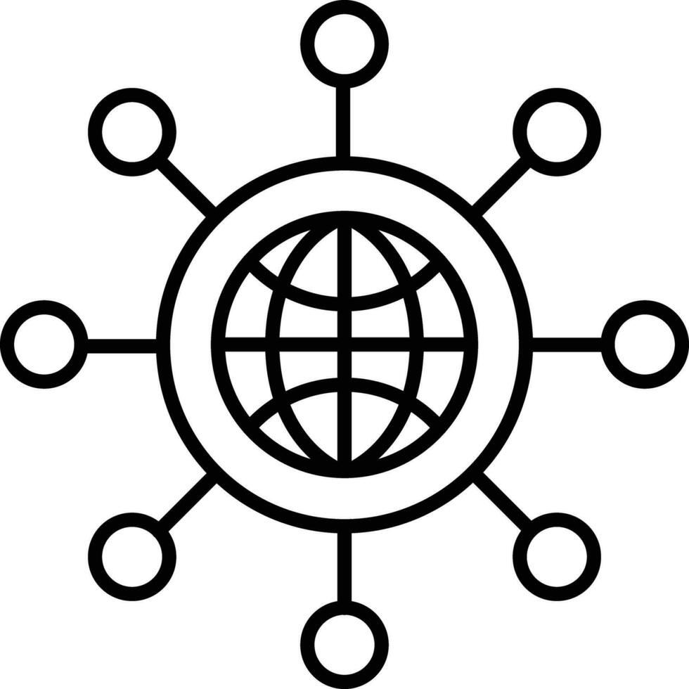 Global reach Outline vector illustration icon