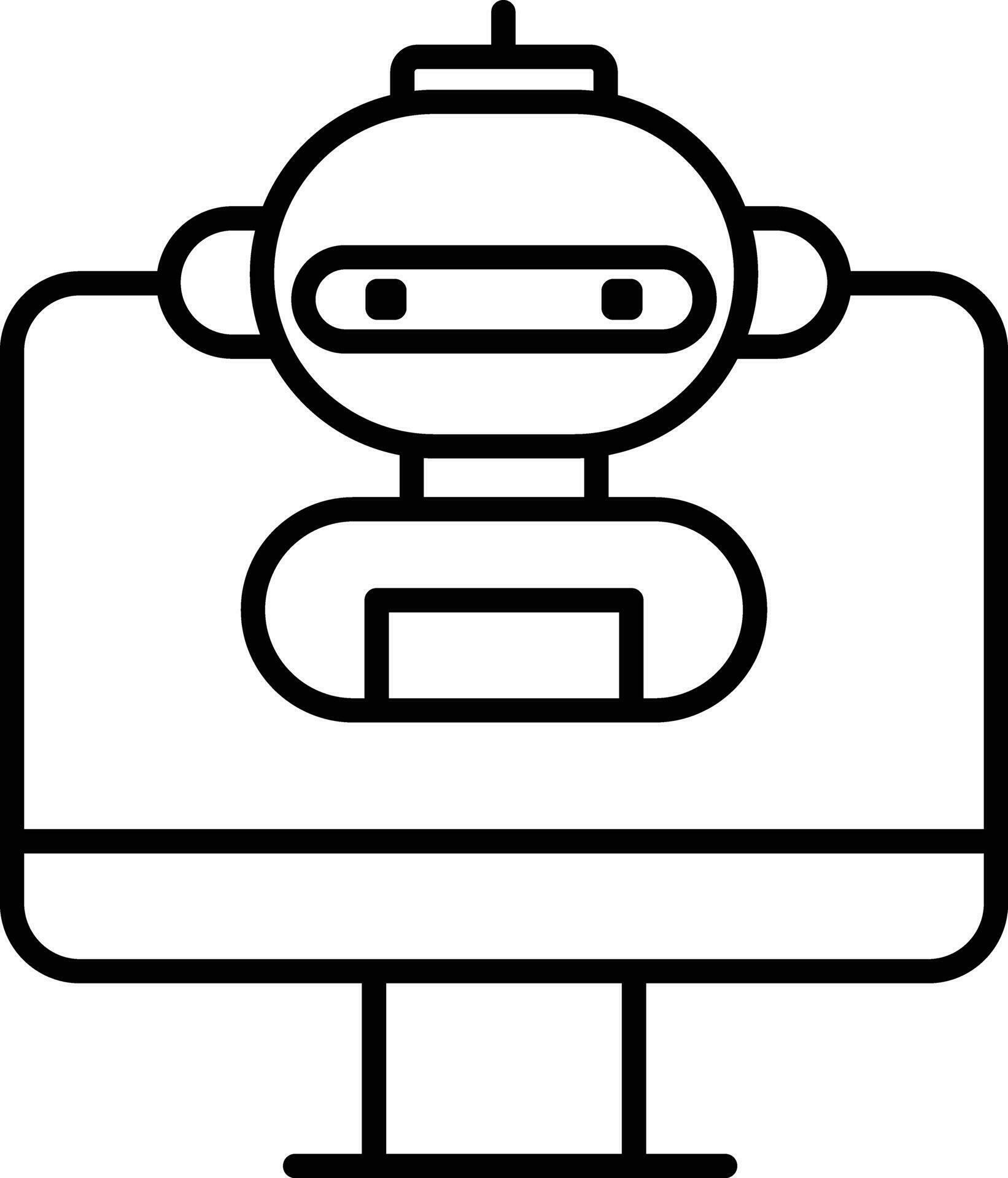 Computer bot Outline vector illustration icon 34986704 Vector Art at ...