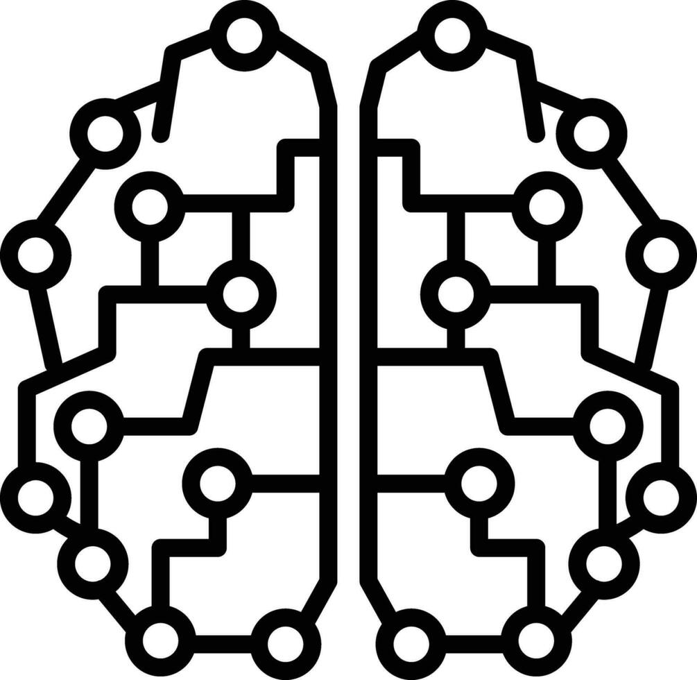 Robot brain Outline vector illustration icon