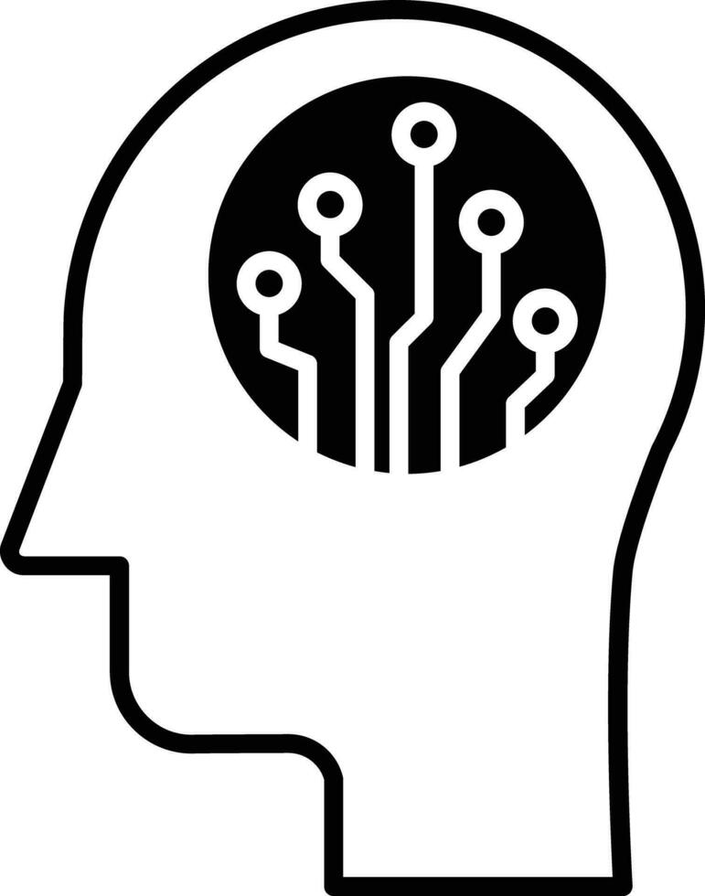 Head chip solid glyph vector illustration